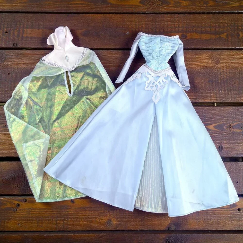 Disney Sleeping Beauty Winter Frost Blue Gown Doll Dress 2 Capes Barbie Size
